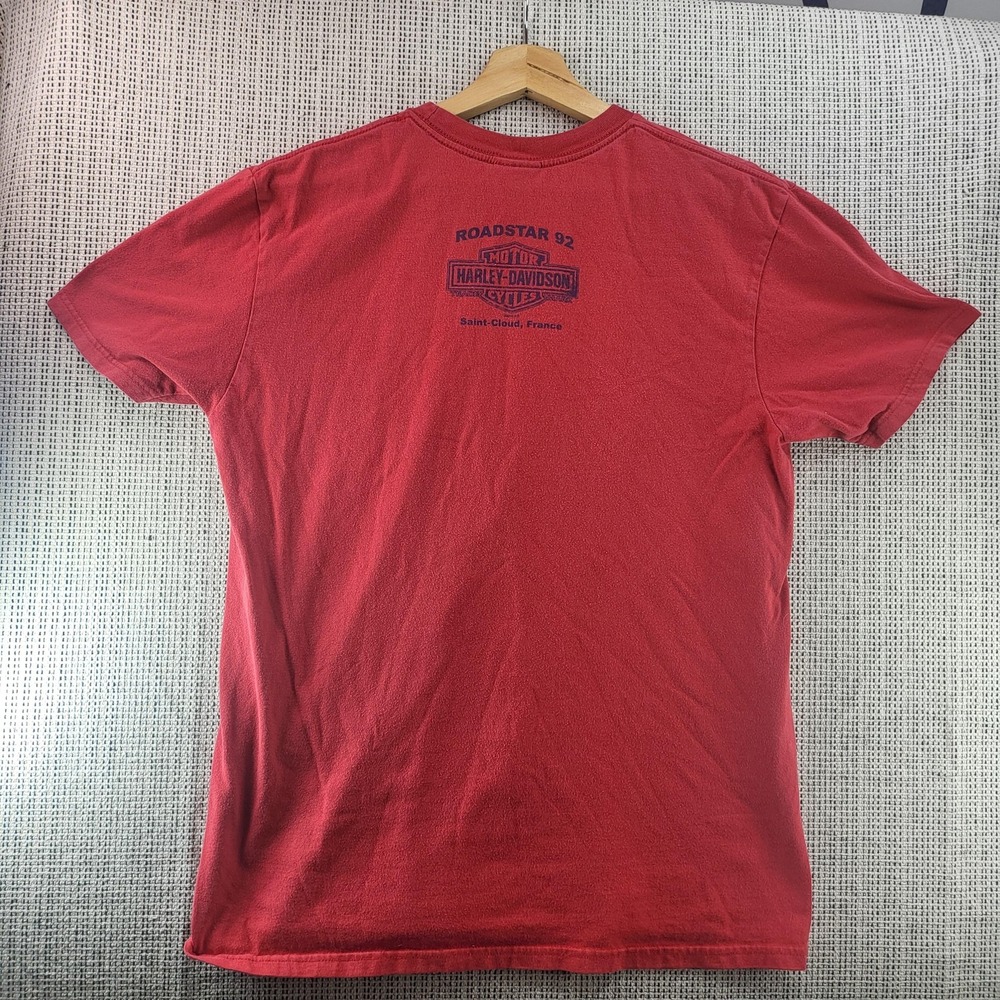 Vintage Harley Davidson Shirt Mens Large Red Roadstar 92 Saint Cloud France 90s - Picture 4 of 6